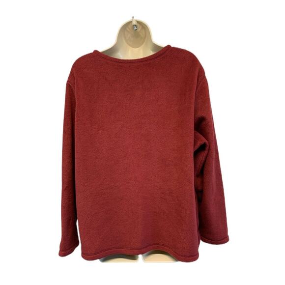 Croft & Barrow Sports Womens Fleece Cardigan Sweater Plus Sz 1X Snowman Mahogany - Picture 2 of 9